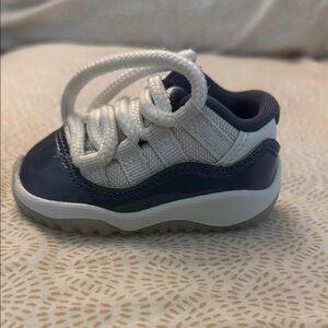 Jordan White and Blue Sneakers with Patent Leather